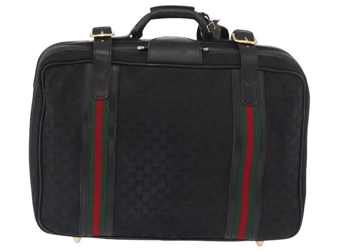 Valigia GUCCI GG Canvas Web Sherry Line Nera Oro Auth 179648 Nero D'oro - vista 2