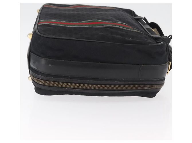 Valigia GUCCI GG Canvas Web Sherry Line Nera Oro Auth 179648 Nero D'oro - vista 3