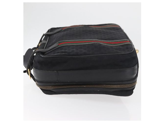 Valigia GUCCI GG Canvas Web Sherry Line Nera Oro Auth 179648 Nero D'oro - vista 4
