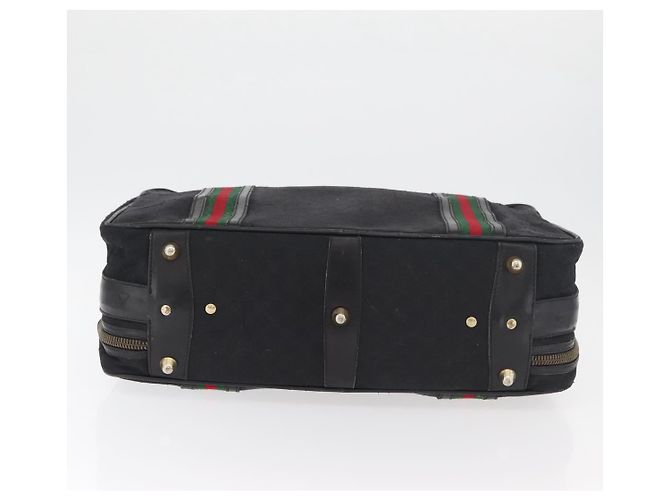 Valigia GUCCI GG Canvas Web Sherry Line Nera Oro Auth 179648 Nero D'oro - vista 5