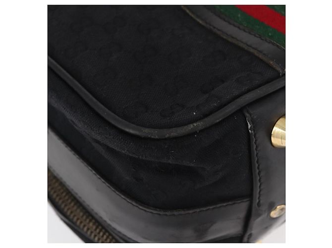 Valigia GUCCI GG Canvas Web Sherry Line Nera Oro Auth 179648 Nero D'oro - vista 9