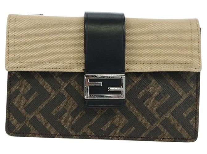 FENDI Borsa a secchiello Zucca Canvas Slim Shoulder Bag Nero Marrone Auth 179706V - vista 13
