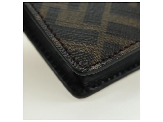 FENDI Borsa a secchiello Zucca Canvas Slim Shoulder Bag Nero Marrone Auth 179706V - vista 16
