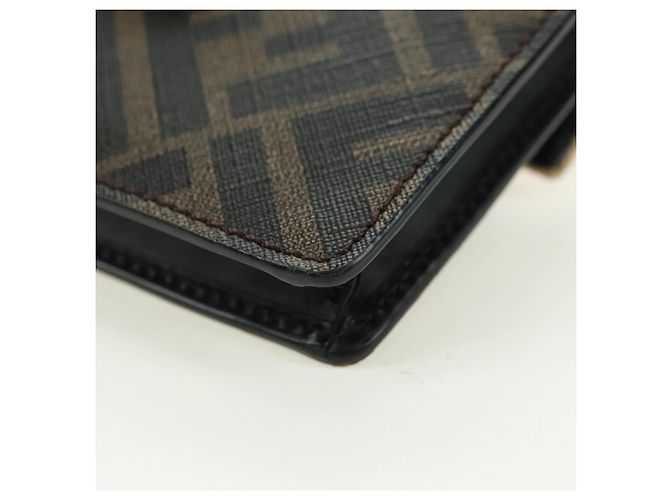 FENDI Borsa a secchiello Zucca Canvas Slim Shoulder Bag Nero Marrone Auth 179706V - vista 17