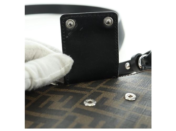 FENDI Borsa a secchiello Zucca Canvas Slim Shoulder Bag Nero Marrone Auth 179706V - vista 19