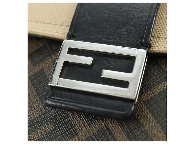FENDI Borsa a secchiello Zucca Canvas Slim Shoulder Bag Nero Marrone Auth 179706V - vista 20