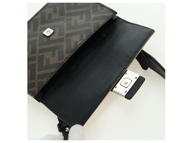 FENDI Borsa a secchiello Zucca Canvas Slim Shoulder Bag Nero Marrone Auth 179706V - vista 21