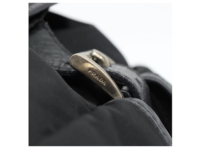 Zaino PRADA Nylon Nero Argento Auth 180665A - vista 10