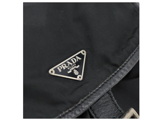 Zaino PRADA Nylon Nero Argento Auth 180665A - vista 20