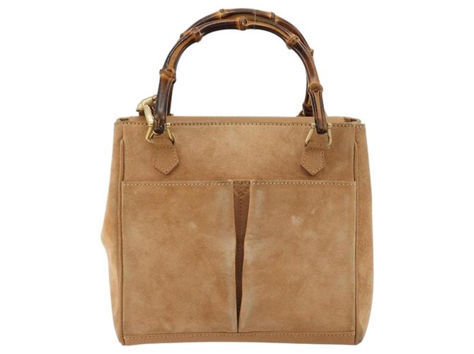 GUCCI Bamboo Handtasche Wildleder 2way Beige Gold 000 1364 0316 Auth 181173 Golden - Ansicht 13