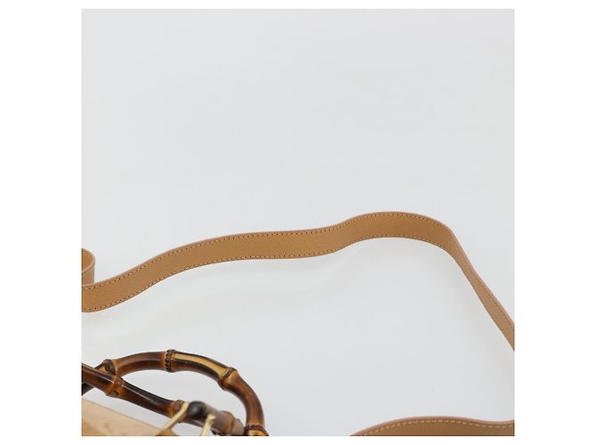 GUCCI Bamboo Handtasche Wildleder 2way Beige Gold 000 1364 0316 Auth 181173 Golden - Ansicht 14