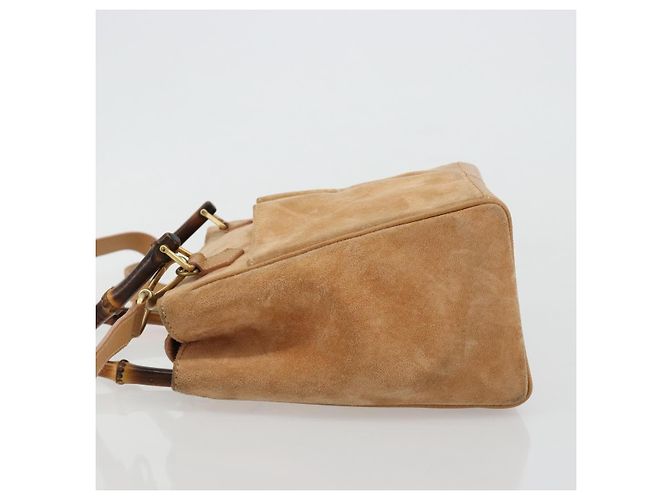 GUCCI Bamboo Handtasche Wildleder 2way Beige Gold 000 1364 0316 Auth 181173 Golden - Ansicht 4