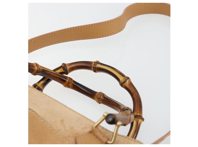GUCCI Bamboo Handtasche Wildleder 2way Beige Gold 000 1364 0316 Auth 181173 Golden - Ansicht 8