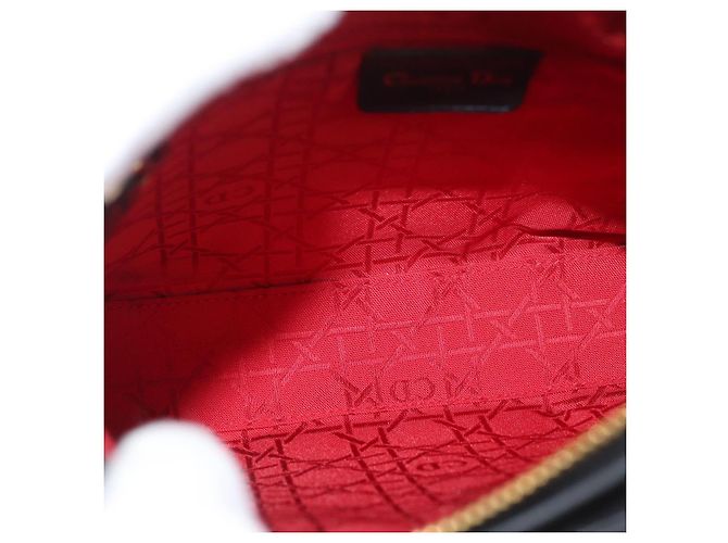 Borsa Christian Dior Lady Dior in pelle di agnello nera e oro Auth 181559SAM Nero D'oro - vista 10