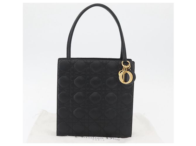 Borsa Christian Dior Lady Dior in pelle di agnello nera e oro Auth 181559SAM Nero D'oro - vista 12