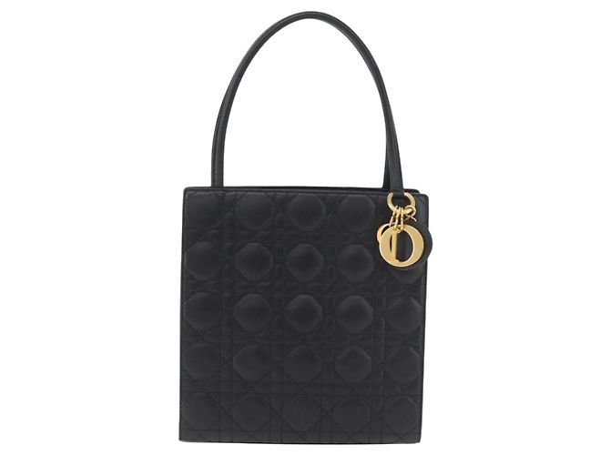Borsa Christian Dior Lady Dior in pelle di agnello nera e oro Auth 181559SAM Nero D'oro - vista 13