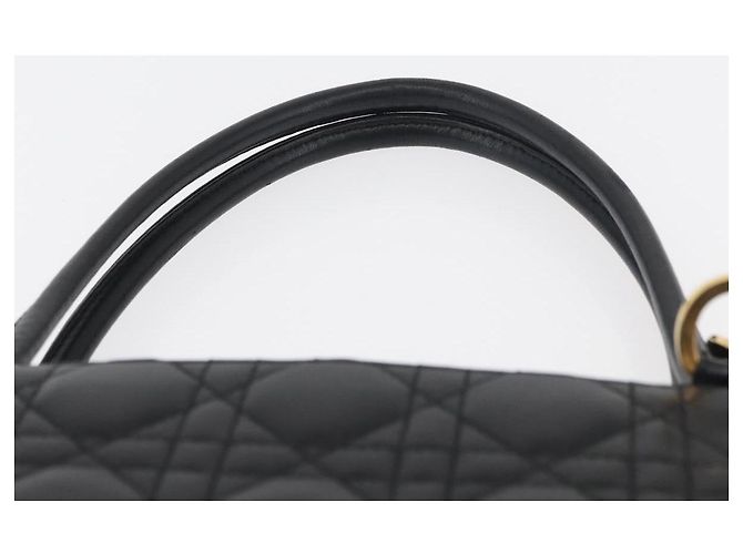 Borsa Christian Dior Lady Dior in pelle di agnello nera e oro Auth 181559SAM Nero D'oro - vista 14