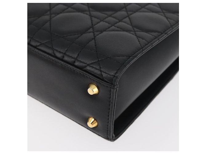 Borsa Christian Dior Lady Dior in pelle di agnello nera e oro Auth 181559SAM Nero D'oro - vista 15