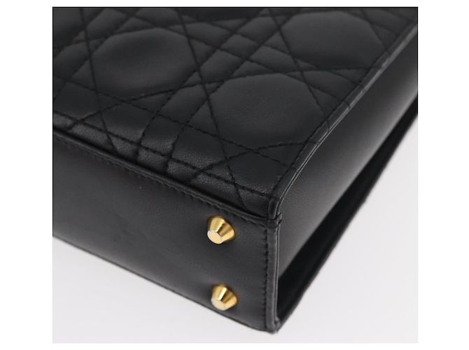 Borsa Christian Dior Lady Dior in pelle di agnello nera e oro Auth 181559SAM Nero D'oro - vista 17