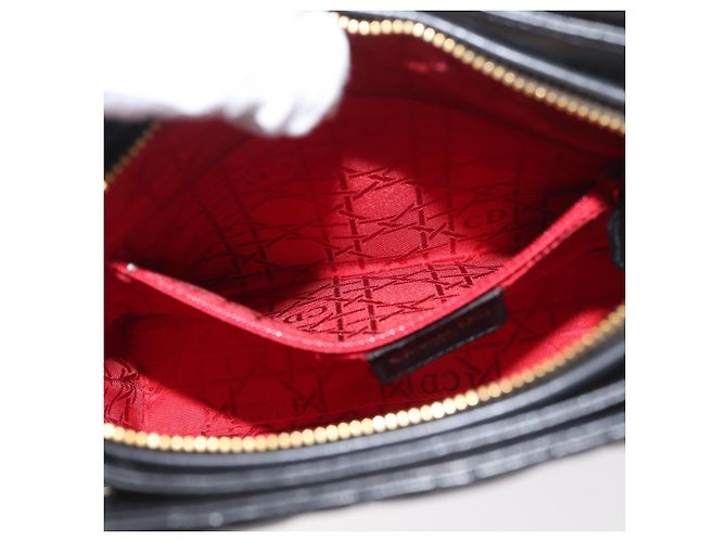Borsa Christian Dior Lady Dior in pelle di agnello nera e oro Auth 181559SAM Nero D'oro - vista 23