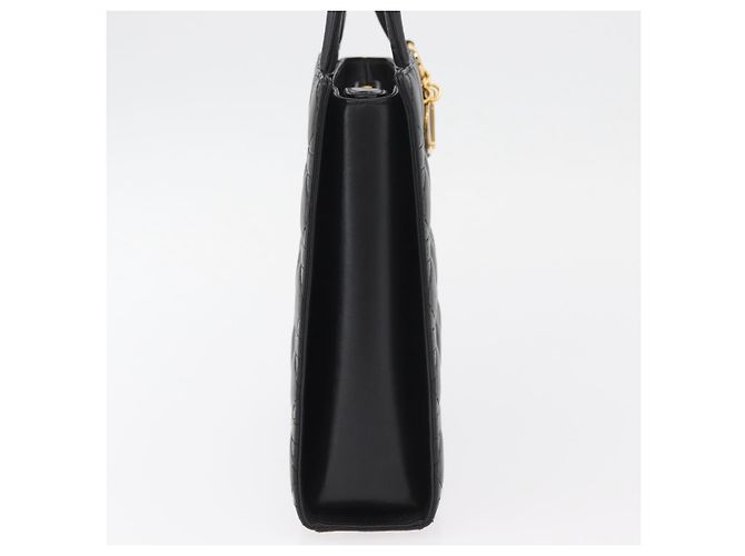 Borsa Christian Dior Lady Dior in pelle di agnello nera e oro Auth 181559SAM Nero D'oro - vista 4