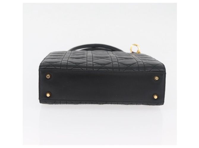 Borsa Christian Dior Lady Dior in pelle di agnello nera e oro Auth 181559SAM Nero D'oro - vista 5