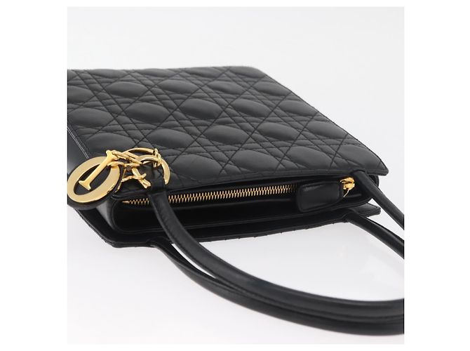 Borsa Christian Dior Lady Dior in pelle di agnello nera e oro Auth 181559SAM Nero D'oro - vista 6