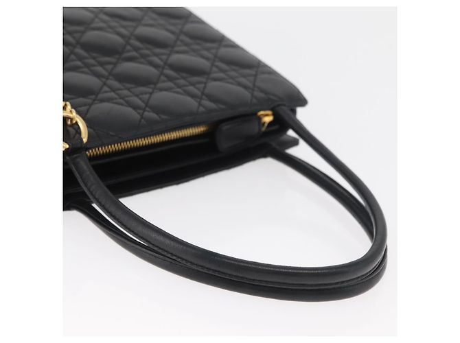 Borsa Christian Dior Lady Dior in pelle di agnello nera e oro Auth 181559SAM Nero D'oro - vista 7