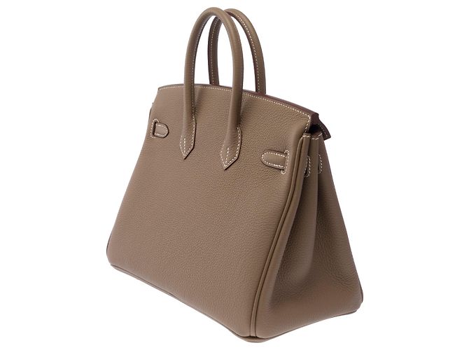 Hermès Borsa HERMES Birkin 25 in Pelle Étoupe - 103575 Taupe - vista 6