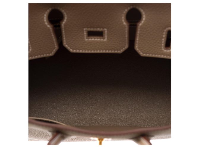 Hermès Borsa HERMES Birkin 25 in Pelle Étoupe - 103575 Taupe - vista 8
