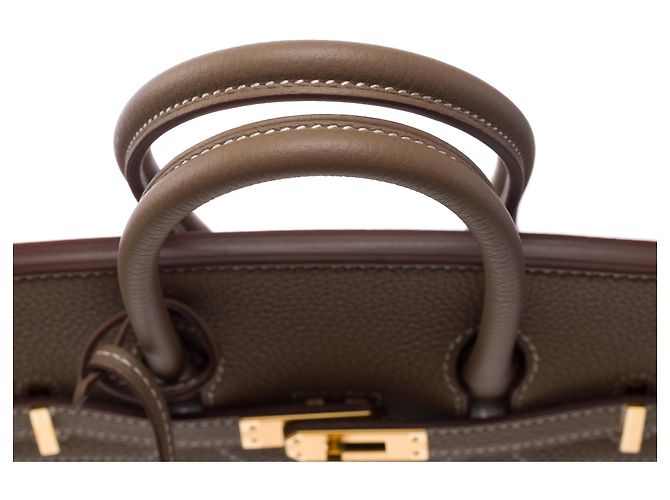 Hermès Borsa HERMES Birkin 25 in Pelle Étoupe - 103575 Taupe - vista 9