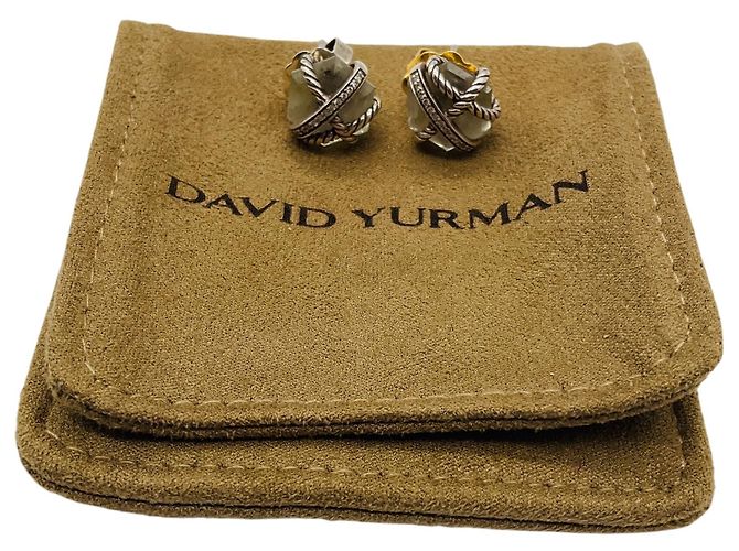 Orecchini David Yurman Sterling Silver and Diamond Cable Wrap Collection 12mm con pietra preziosa Argento - vista 6