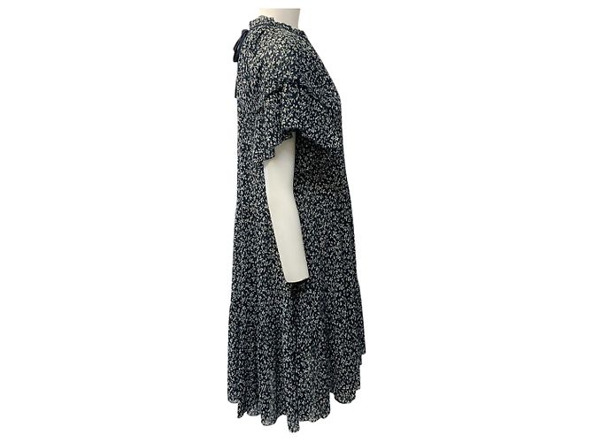 Vestido Doris de algodão azul-noite com mangas de babados Ulla Johnson - Ansicht 2