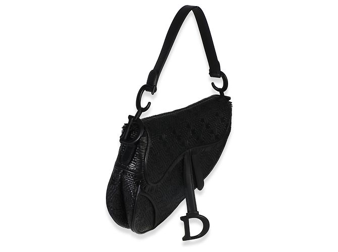 Borsa Saddle in pelle di vitello intrecciata nera ultramatte Christian Dior Nero - vista 2