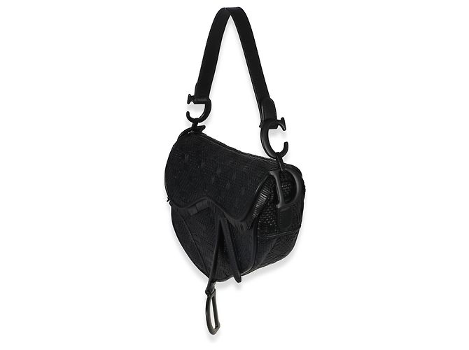 Borsa Saddle in pelle di vitello intrecciata nera ultramatte Christian Dior Nero - vista 3