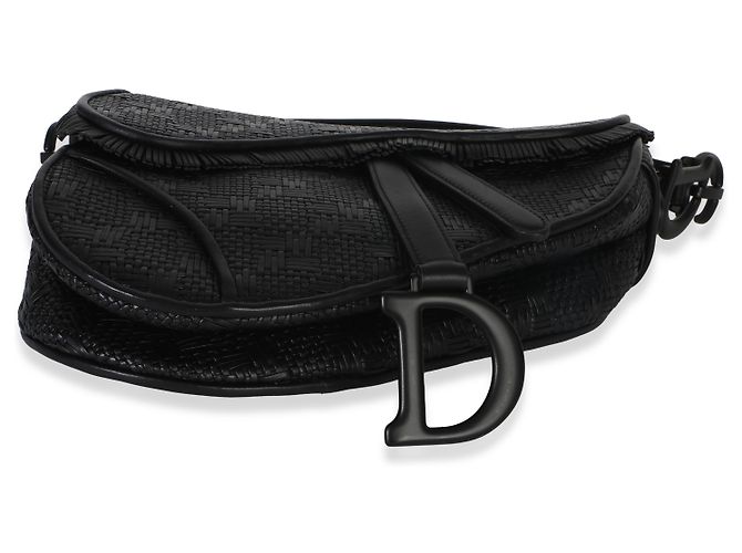 Borsa Saddle in pelle di vitello intrecciata nera ultramatte Christian Dior Nero - vista 5