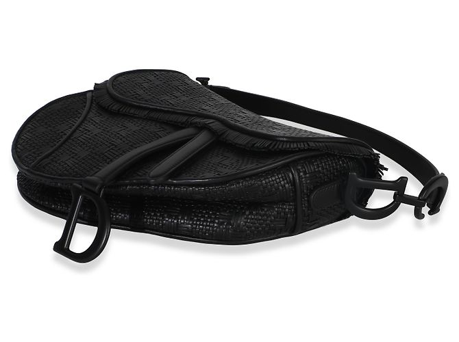 Borsa Saddle in pelle di vitello intrecciata nera ultramatte Christian Dior Nero - vista 6