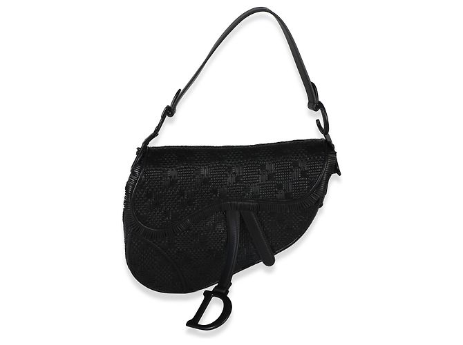 Borsa Saddle in pelle di vitello intrecciata nera ultramatte Christian Dior Nero - vista 7