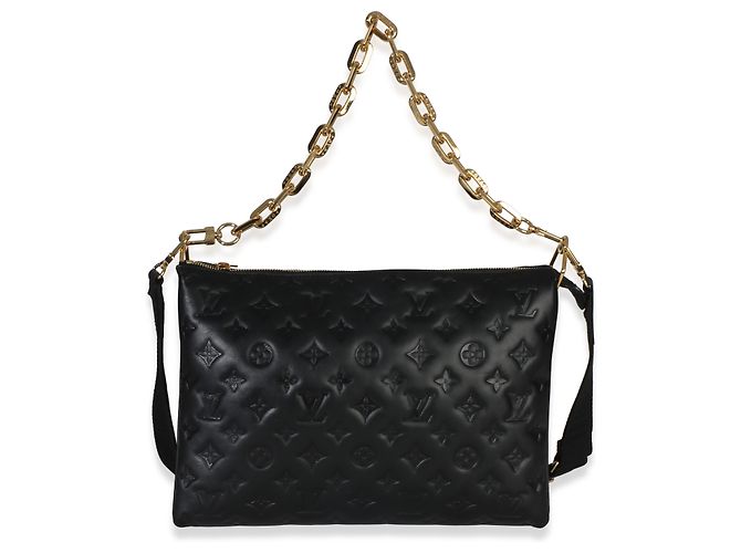 Louis Vuitton Coussin MM in pelle di agnello nera con monogramma in rilievo Nero - vista 8