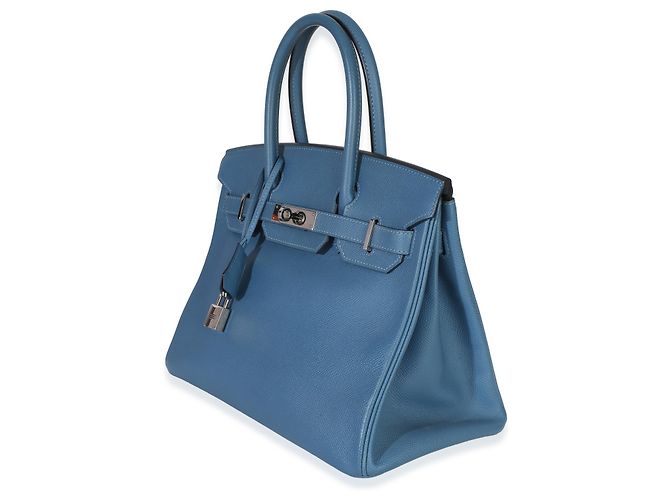 Hermès Bleu Brighton Epsom Birkin 30 PHW Azul - vista 3