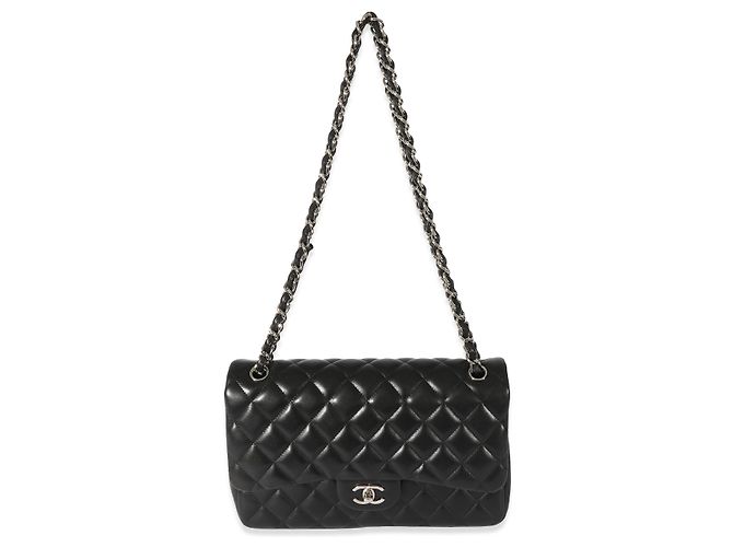Timeless Borsa Chanel Black Quilted Lambskin Jumbo Classic Double Flap Nero - vista 2
