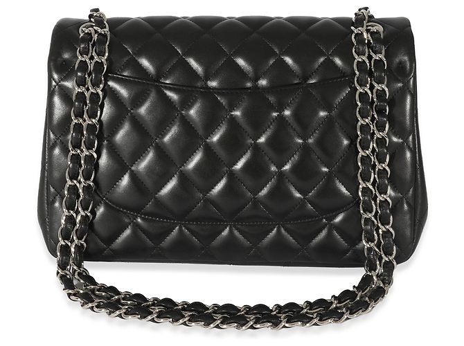 Timeless Borsa Chanel Black Quilted Lambskin Jumbo Classic Double Flap Nero - vista 4