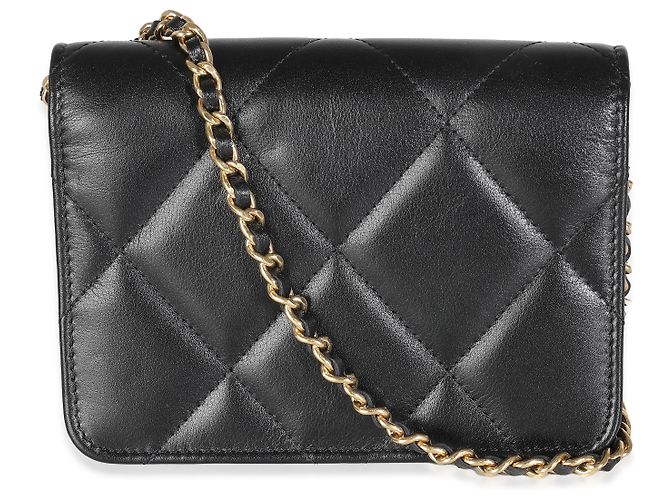 Timeless Mini borsa flap Chanel in pelle di vitello trapuntata nera e strass Nero - vista 2