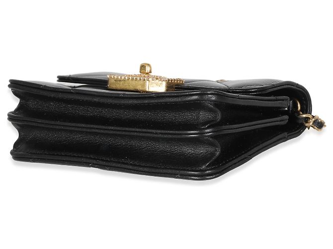 Timeless Mini borsa flap Chanel in pelle di vitello trapuntata nera e strass Nero - vista 5