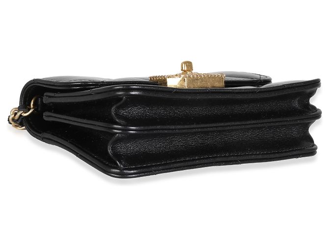 Timeless Mini borsa flap Chanel in pelle di vitello trapuntata nera e strass Nero - vista 6