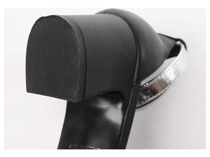 Hermès Sandali Manege Kelly in pelle nera x argento, Taglia 37 EU Nero - vista 10