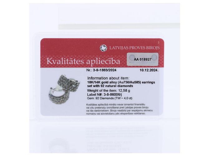 Autre Marque Orecchini in Diamante Non Firmato K18WG 12.5g 2.00/2.00 ct - vista 9