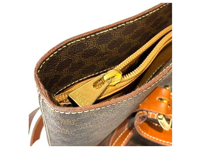 Céline Borsa a secchiello Celine motivo Macadam Marrone - vista 9