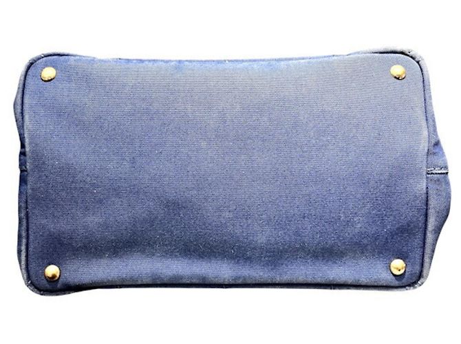 Borsa Tote in tela blu Prada Canapa - vista 3