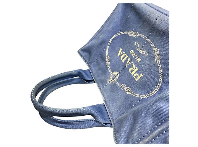 Borsa Tote in tela blu Prada Canapa - vista 6